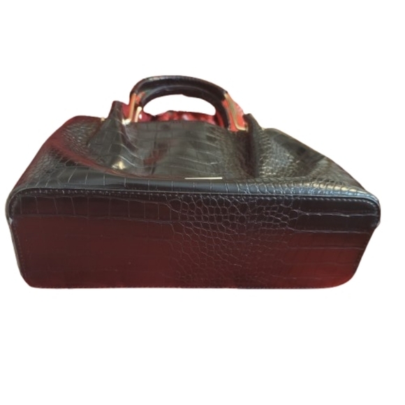 Aldo Black Crocodile-Embossed Satchel - Picture 3 of 6